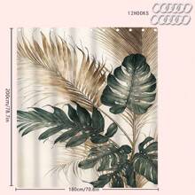 1/4 Stücke Gold & Grün Tropisches Blatt Thema Badezimmer Set, beinhaltet Duschvorhang, Badematte, U-förmige Toilettenmatte, Toilettendeckel-Abdeckung, wasserdichter Duschvorhang, modischer Vorhang für Badezimmerdekoration, moderner Stil Badezimmer Raumteiler Vorhang, ohne Bohren erforderlich, aus Polyester, maschinenwaschbar