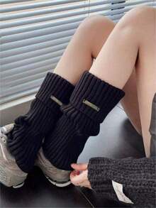 1 双金属标签辣妹针织暖腿袜套 JK 叠穿袜 秋季配饰