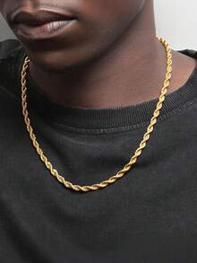 MONALLY 18K 镀金嘻哈时髦长链项链 1 件男孩项链不锈钢首饰最佳朋友礼物日常装饰西式风格（链节数量随机）