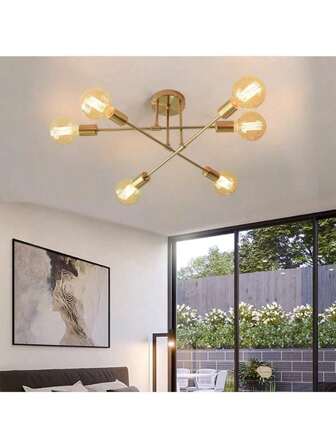 Iron Art Ceiling Light, Multi-Head Modern Minimalist Creative Branch Chandelier For Living Room, Bedroom, Dining Room, Nordic Style, Bulbs Not Included