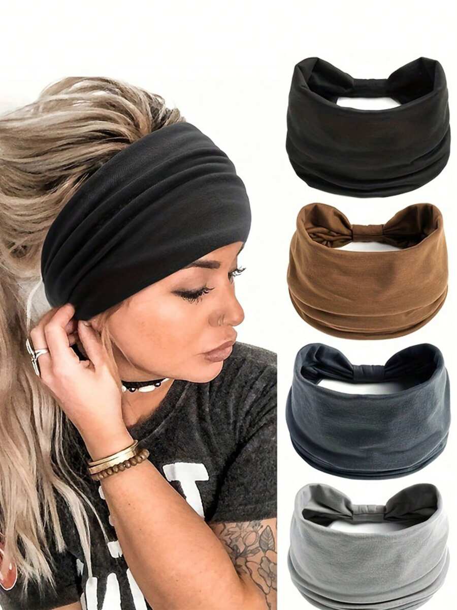 4条装复古佩斯利花纹发带，女士彩色头巾，运动吸汗带，瑜伽发饰，波西米亚风冬季围巾，女士发带，夏季度假波西米亚风配饰