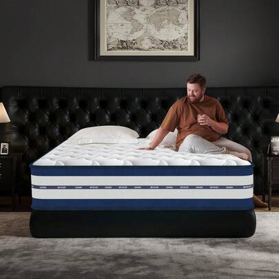 Materasso 140x200 cm, Spessore 25 cm, Memory Foam + Lattice Blu, Durezza Media H3, Materasso a Molle Insacchettate, 7 Zone, Alto Rimbalzo, Traspirante e Confortevole