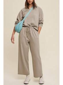 Cakulo Womens Sweatsuits 2 Piece Lounge Sets Fall Outfits Wide Leg Jogger Sweat Pants Loungewear Set Track Suits