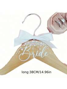 1pc Bridal Printed Pearl Wooden Hanger, Bride Dress Hanger Decor, Bride & Bridesmaid Wedding Dress Hanger, Engagement Wedding Gift Supplies, Bridal Shower Party Decor Accessory, Wedding Party Coat Hanger, No Power Needed