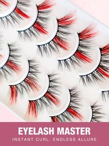 10 Pares de Cílios Coloridos A20-2 [Vermelho], Cílios Postiços de Pêlo Falso Semelhante a Vison Macio em Formato de Olho de Gato, Alongam o Canto Externo, Ampliam os Olhos, Adequados para Festivais, Férias, Encontros e Outras Ocasiões Cílios em Tiras, Cílios, Cílios Postiços, Cílios Falsos