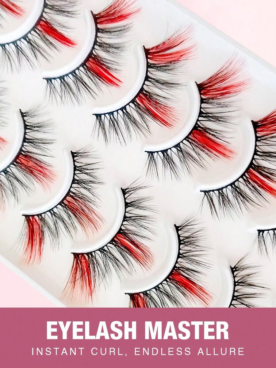 10 Pares de Cílios Coloridos A20-2 [Vermelho], Cílios Postiços de Pêlo Falso Semelhante a Vison Macio em Formato de Olho de Gato, Alongam o Canto Externo, Ampliam os Olhos, Adequados para Festivais, Férias, Encontros e Outras Ocasiões Cílios em Tiras, Cílios, Cílios Postiços, Cílios Falsos