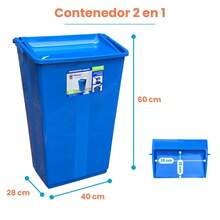 40L 2-In-1 Trash Can With Rocking Lid And Plastic Dustpan - Blue - View 2