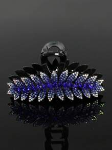 1pc Full Crystal Rhinestone Leaf Shape Hair Claw Hair Claw, Suitable For Daily Outfits Summer Claw Clips Hair Clips Hair Jaw Clip Hair Clamps Hair Clutch Hair Catcher Clip Fall Winter Hair Accessories For Women For Vacation Outfits Woman