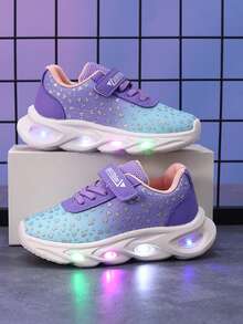 MGO Kidss Nowe buty dziecięce MGO na wiosnę/jesień z podświetleniem LED, swobodne niskie trampki z gradientowymi kolorami, oddychające, lekkie, antypoślizgowe buty sportowe, wiosenne buty dla dziewczynek z motywem księżniczek, dla dzieci w wieku 1-6 lat