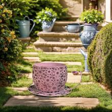 1 件复古美式乡村风格镂空花盆，带咖啡杯设计的装饰铁艺花盆，轻质金属花盆，适用于露台、阳台和花园装饰，花园花盆 - 彩色 - 查看 4