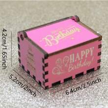 Wooden Hand-Cranked Music Box, Birthday Happy Birthday 8-Tune Music Box, Gift For Moms, Dads, Friends, Lovers, Coworkers, Daughters, Sons, Birthday Presents, Children's Day, Plays Happy Birthday Song Without Batteries, Home Decor Ornament, Small Gift, Colorful Balloon Music Box