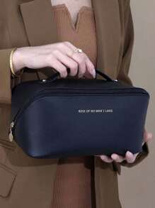 1 pieza Bolsa de maquillaje portátil de gran capacidad, bolsa de maquillaje con forma de almohada grande de PU de moda, adecuada para mujeres, diseño con cremallera, bolsa de maquillaje reutilizable, bolsa de cosméticos, bolsa de cuidado de la piel, bolsa de aseo, caja de regalo, artículos esenciales de viaje, artículos esenciales de crucero, útiles escolares, bolsa de cosméticos, artículos esenciales de vacaciones, bolsa de maquillaje y organizador de maquillaje, regalo para mujeres, regalo de Navidad, regalo de regreso a la escuela