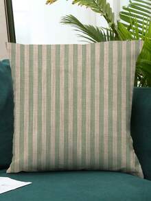 1pc Simple Green Striped Pattern Printed Throw Pillow Cover - Decorative Cushion Cover With Zipper, Machine Washable, Suitable For Indoor/Outdoor Decor, Living Room, Bedroom, Party, Sofa Pillow, Available In Multiple Sizes, Single-Sided Printing - Green - View 6