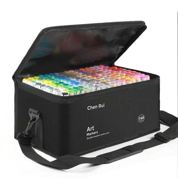 168/120/100/80/60/48 Couleurs Marqueurs d'Art à Double Pointe Brosse et Biseau Marqueurs Permanents Parfaits pour Artistes Adultes Coloriage Anime Croquis Illustrations et Confection de Cartes Cadeau pour Noël et Nouvel An - Rechargeables, Rentrée des Classes