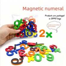 24 piezas/26 piezas Letras inglesas magnéticas Pegatina magnética para refrigerador Pegatina magnética digital para refrigerador Kit de pegatinas de rompecabezas para refrigerador DIY Pegatina de refrigerador de EVA