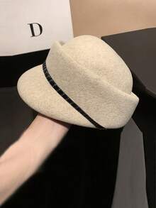 1pc Women's Solid Color Autumn Striped Decorative Beret Hat, Elegant Retro Streetwear Versatile High-End Fashion Charming Petite Stylish Vintage Streetstyle Suitable For Autumn Outings, Parties, Dates, Commuting, Photography Autumn Accessories - Multicolor - View 10