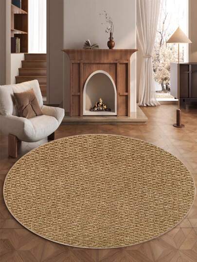 1pc Bruin Round Jute Rug/Mat. Anti Scratch, Washable, Ideal Pet Owners, Living Room, Dining Study, Bedroom Other Scenes, Versatile Home able, New Arrival, Hot Selling, All Season, Upgraded Material, Skin Friendly, Machine Easy To Clean, Multiple Sizes Available, Multi Scene