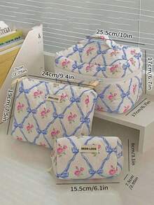 3/1 Stücke Dreier-Set/Eine süße Blumenstickerei Cord Kosmetiktasche, zum Aufbewahren von Pflegeprodukten, Lippenstift, Haraccessoires oder als Reiseaccessoires, Geburtstagsgeschenke, Brautjungferngeschenke, Lehrergeschenke oder Muttertagsgeschenke, geeignet für Mädchen Kosmetiktaschen, Schulmaterial, Reiseaccessoires, Urlaubsaccessoires, Kosmetiktaschen, Kosmetikorganizer, Winterurlaub 2024 Organizer, Kosmetikaufbewahrung