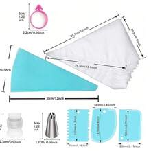 100-Piece Disposable Piping Bag Set – Cake Decorating Kit With 18 Tips, 3 Scrapers & Couplers – Icing Bag Kit For Home Baking & Professional Use - White - View 3