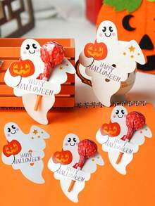 50pcs Halloween Pumpkin Lollipop Decorations - Seasonal Craft Paper, Colorful Card Design Candy Wrappers Suitable For Spooky Decor, Applicable For Fall, Halloween, Christmas - Multicolor - View 7