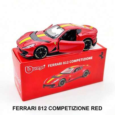 Burago 1/64 Scale Ferrari Series Alloy Car Matchbox Miniature Simulation Diecast Car Model Mini Small Sports Car Collection Small Car Model Ornaments For Men's Birthday Gift