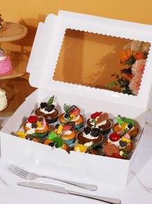 4 Stücke/1 Stück Cupcake Box mit Fenster, 12 Cupcake Box, große Kuchenschachtel, geeignet für Geburtstag, Hochzeit, Valentinstag, Geschenkverpackungsbox