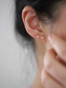 GAGAFEEL 2 PCS S925 Sterling Silver Sweet Cute Mini Purple Zirconia Petal Earrings For Women Daily Wear Birthday Gifts Jewelry Gifts