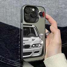 CarIMD Colorful Silver Half-Face Racing Print Style Shockproof Phone Protective Case Compatible With IPhone 11 12 13 14 15 16 Pro Max Series, 7 8 Plus Xr X Xs Max Xs