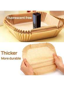 Kjsdhfiuse 125 Pack 9 Inch Square Air Fryer Disposable Wipe Paper Liner, Non-Stick, Waterproof, Uncharged, For 5-8 QT 8 Inch Round Air Fryer Models, Pre-Cut Liner Paper, Suitable For Baking, Roasting And Cooking Free Shipping