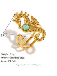 MamacitaSlay 时尚度假风格海星和贝壳开口戒指 - 金色 - 戒指 - 查看 12