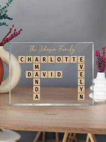 Custom Home Crossword Art, Created In An Instant, Treasured Forever, Personalized Horizontal Acrylic Block Plaque,Christmas Gift Supplies - Multicolor - View 4