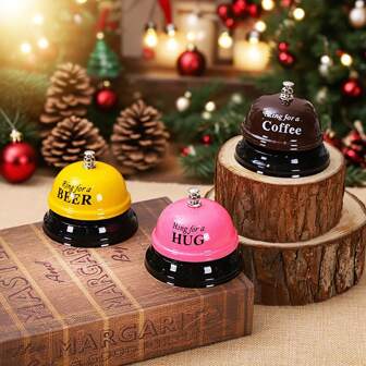 1pc Yellow/Pink/Coffee Cartoon Metal Hand Pressed Service Bell, Restaurant Call Bell, Customer Reception Bell, Pet Training Bell, Teacher Bell, Game Bell, Reception Bell, Lunch Bell, Restaurant Bar Concierge Service Bell. Perfect Home Decoration Essential Item