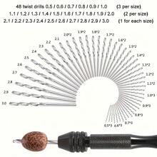 50 piezas Juego de taladro de mano de precisión micro 0.3-3.0mm Brocas helicoidales mini de aleación de aluminio con tornillo de banco para reparación de relojes, joyería, artesanía, manualidades de madera, modelismo de plástico y resina. Kit de herramientas de perforación manual industrial de aleación, regalos navideños útiles para hombres