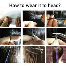 Extensiones de cabello de plumas sintéticas de color I-Tip, 16 , 20 hebras, accesorios de extensiones de Festival de fibra resistente al calor para mujer - 6-huangbai - Ver 8