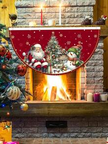 1pc Merry Christmas Fan-Shape Banner, Polyester Santa Claus Snowman Outdoor Banner, 2025 Christmas Decorations For Home Garden Fence, Yard Bunting Flag, Xmas Party Supplies