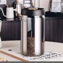 1个暗室玻璃真空密封储物罐，咖啡豆压力泵罐，防潮，适用于咖啡、茶叶、坚果、谷物、厨房收纳及配件 - 電鍍銀色款 - 查看 17