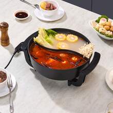 Electric Hot Pot, 1360W 5 L Double-Flavor Shabu Shabu Pot, Non-Stick Electric Cooker With Divider, Clear Glass Lid, Temperature Control, Chinese Hotpot For 6-10 People Family Dinning & Party - Xem 9