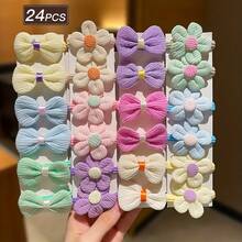 24pcs Women's Floral Bow Hair Ties - Sweet Cute Pastel Colors, High Elasticity Non-Damaging Hair Scrunchies For Ponytails, Buns, Everyday Casual & All-Season Wear, Hair Accessories - Nhiều màu-24 cái - Xem 2