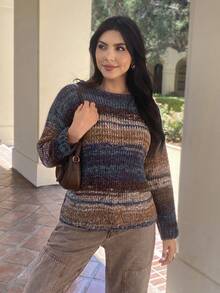 EMERY ROSE Women Fall Casual Minimalist Sweater For Everyday Wear - Multicolor - View 2
