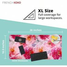 French KOKO Desk, Large Desk Pad Large Mouse Pad Cute Desk Accessories Home Office Essentials XL Desk Desk Pad Keyboard Mouse Desk Pads On Top Of Desks Computer Pink Floral Women Girls - Call Me Pretty - 查看 5