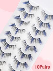 10 Pares de Cílios Postiços Azuis de Falso Vison Macio em Formato de Olho de Gato, Alongam o Comprimento dos Cílios e Alargam os Olhos, Adequados para Festivais, Férias, Encontros e Outras Ocasiões, Cílios em Tiras, Cílios, Cílios Postiços, Cílios Falsos