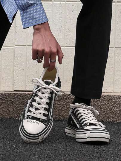 Zapatillas de lona de moda casual para hombre - Zapatillas slip-on versátiles de suela negra antideslizante con suela de tirón para primavera y verano 2025, adecuadas para todas las estaciones