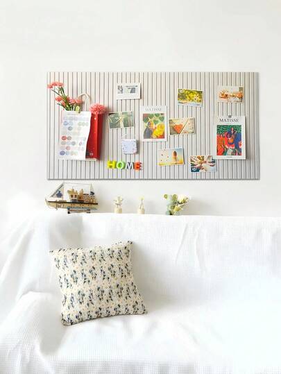 1pc No-Drill Felt Board Vertical Striped Fabric Frame Memo Board DIY Photo Wall Background Detachable Bulletin Board Suitable For Home Office Dorm Wall Decor