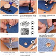 100 zestawów metalowych przelotek o średnicy 6/8/10 mm z oczkami i wzorem, okrągłe pierścienie oczkowe do majsterkowania, naprawy obuwia, toreb, odzieży, pasków, kapeluszy