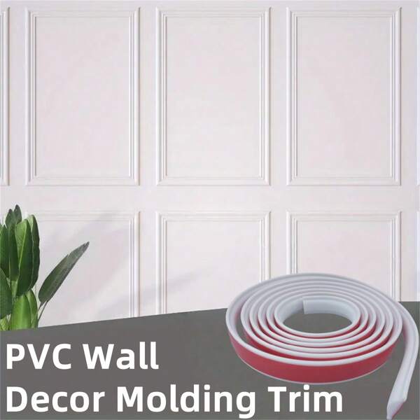 1 rollo de 300 cm de moldura decorativa flexible de PVC, decoración moderna DIY para sala de estar o comedor elegante, perfecto para acentos DIY modernos | Papel tapiz elegante | Papel tapiz de fácil instalación, decoración del hogar
