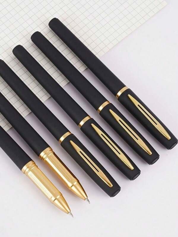 Juego de bolígrafos de gel con acabado elegante en negro y dorado, adecuado para oficina, escuela y artículos de papelería profesionales