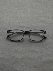 1pc Black Plastic Geometric Full Frame Anti-Blue Light Casual Style Modern Simple Style Men Clear Glasses For Office Reading Office Outfit Back-To-School Essentials Bachelorette Party Suitable For All Face Shapes - 1 tấm phẳng đen trắng - Xem 2