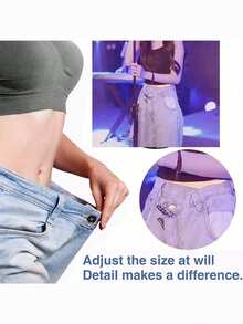 6 Stück lose Jeans Knöpfe, keine Näharbeit erforderlich Ersatz Jeans Knöpfe, Taille Raffclips, Jeans Knopfnadeln, wiederverwendbar & verstellbar - Verschiedenfarbig - Übersicht 4