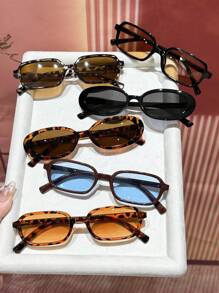 6pcs Geometric Plastic Full Frame Leopard Boho Casual Women Glasses Combination For Holiday Gift Festival Outfit Carnival Aesthetic Vacay Vibes Summer Accessories