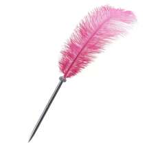 1pc Retro Feather Pen, Soft & Fluffy Wedding Signature Feather Pen, Western Style Wedding Guest Book Signing Pen, Suitable For Office, Wedding, Bride Party Supplies
